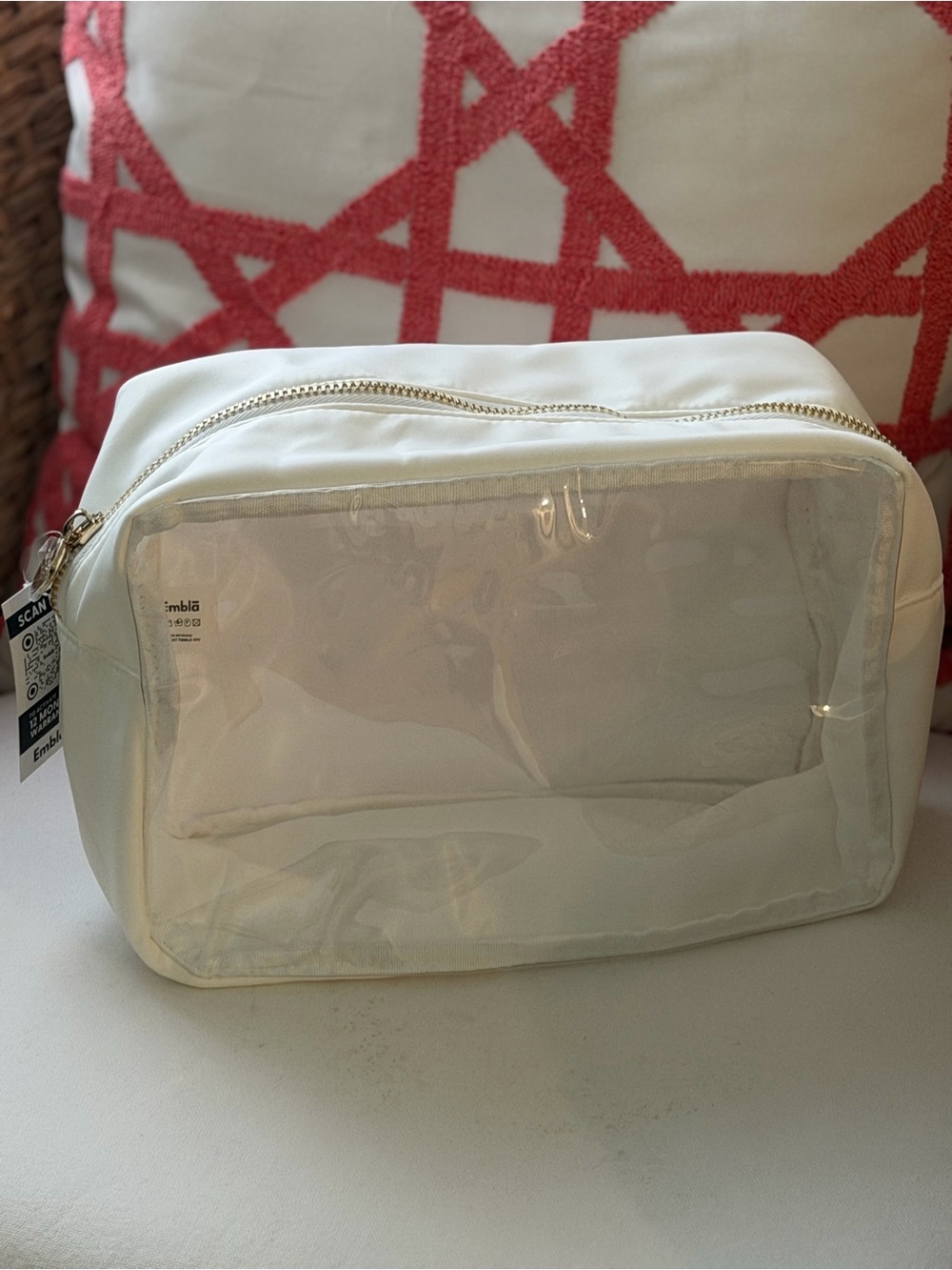 Clear-Front Off White Cosmetic Toiletry Bag